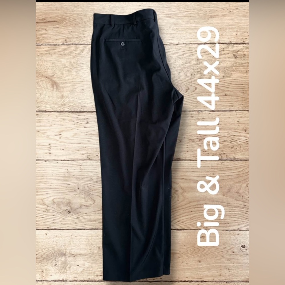 Men's 44x29 Van Heusen Big & Tall Dress Pants Black Trousers Pants Excellent